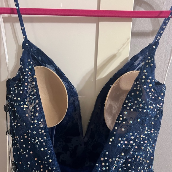 Jovani Navy Blue Beaded Prom Dress - Picture 4 of 8